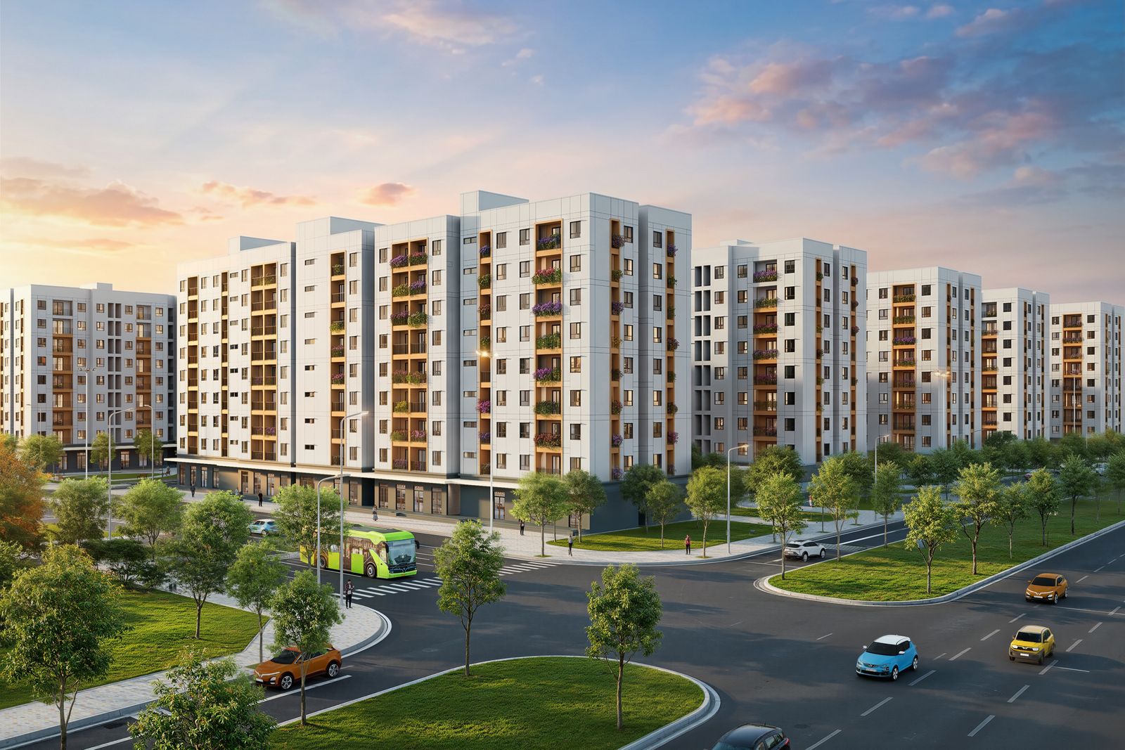 Phối cảnh các tòa chung cư 9 tầng Happy Home Phố Hiến